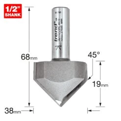 10/11X1/2TC - Chamfer V Groove Cutter 45 Degrees -Outlet Router Grip Store 5027654001332 10 11x1 2tc 2d1 dd