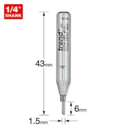 2/01X1/4TC - Single Flute Cutter 1.5mm Diameter -Outlet Router Grip Store 5027654003510 2 01x1 4tc 2d1 dd