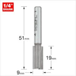 3/5X1/4TC - Two Flute Cutter 9mm Diameter -Outlet Router Grip Store 5027654004999 3 5x1 4tc 2d1 dd
