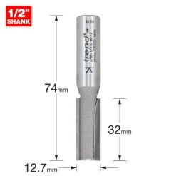 3/81X1/2TC - Two Flute Cutter 12.7mm Diameter -Outlet Router Grip Store 5027654005170 3 81x1 2tc 2d1 dd