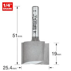 4/08X1/4TC - Two Flute Cutter 25.4mm Diameter -Outlet Router Grip Store 5027654006566 4 08x1 4tc 2d1 dd