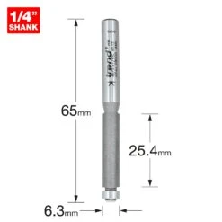 46/07X1/4TC - Guided Trimmer 6.3mm Diameter 25.4mm Length -Outlet Router Grip Store 5027654008157 46 07x1 4tc 2d1 dd