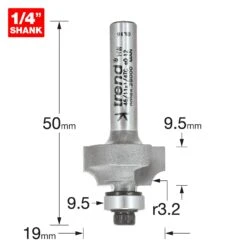 46/11X1/4TC - Bearing Guided Ovolo Cutter 3.2mm Radius 20 46/11X1/4TC - Bearing Guided Ovolo Cutter 3.2mm Radius -Outlet Router Grip Store 5027654008195 46 11x1 4tc 2d dd