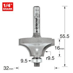 46/140X1/4TC - Bearing Guided Ovolo Cutter 9.5mm Radius -Outlet Router Grip Store 5027654008263 46 140x1 4tc 2d1 dd