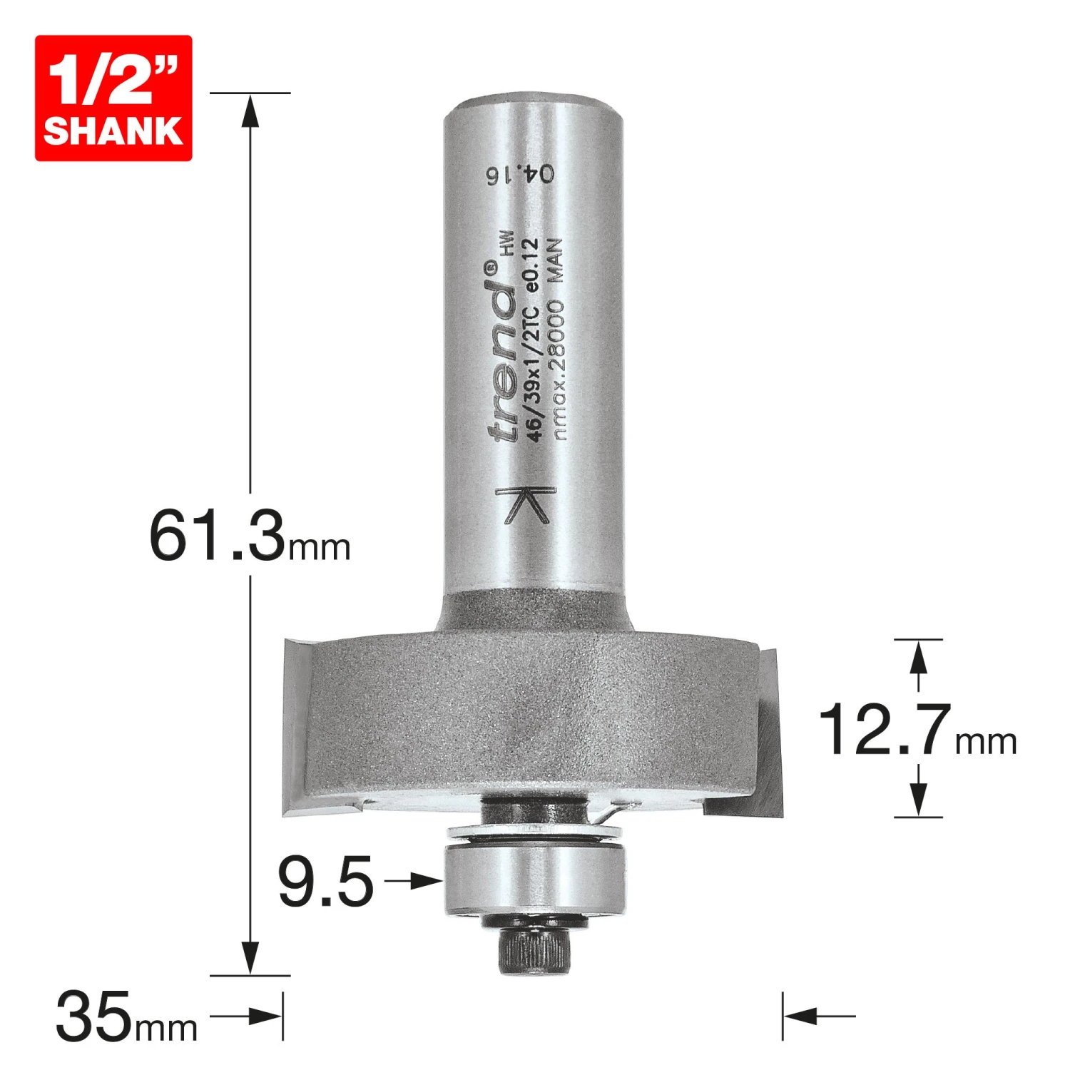 46/39X1/2TC - Bearing Guided 35mm Diameter Rebater 5 46/39X1/2TC - Bearing Guided 35mm Diameter Rebater - Image 3