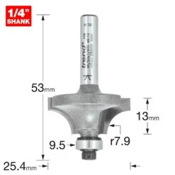 46/93X1/4TC - Bearing Guided Ovolo Cutter 7.9mm Radius -Outlet Router Grip Store 5027654009239 46 93x1 4tc 2d1 dd