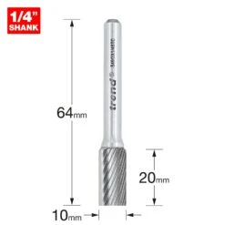 S49/2X1/4STC - S/carbide Burr 10mm Dia Cylinder -Outlet Router Grip Store 5027654019535 s49 2x1 4stc 2d1 dd