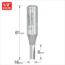 3/2X1/2TC - Two Flute Cutter 6mm Diameter -Outlet Router Grip Store 5027654025024 3 2x1 2tc 2d1 dd