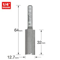 3/81X1/4TC - Two Flute Cutter 12.7mm Diameter -Outlet Router Grip Store 5027654028377 3 81x1 4tc 2d1 dd