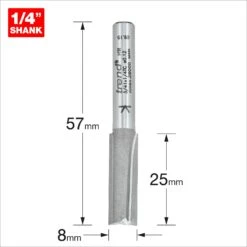 3/41X1/4TC - Two Flute Cutter 8mm Diameter -Outlet Router Grip Store 5027654028452 3 41x1 4tc 2d1 dd