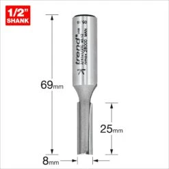 3/41X1/2TC - Two Flute Cutter 8mm Diameter -Outlet Router Grip Store 5027654028469 3 41x1 2tc 2d1 dd