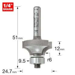 46/125X1/4TC - Bearing Guided Ovolo Cutter 6mm Radius 20 46/125X1/4TC - Bearing Guided Ovolo Cutter 6mm Radius -Outlet Router Grip Store 5027654030356 46 125x1 4tc 2d1 dd