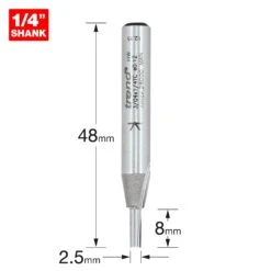 3/04X1/4TC - Two Flute Cutter 2.5mm Diameter -Outlet Router Grip Store 5027654031186 3 04x1 4tc 2d1 dd