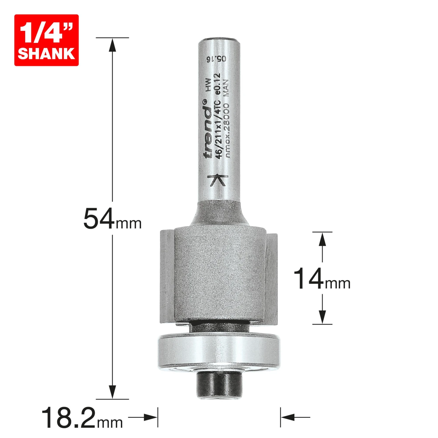 46/211X1/4TC - Guided Trimmer 18.2mm Diameter 14mm Length 5 46/211X1/4TC - Guided Trimmer 18.2mm Diameter 14mm Length - Image 3