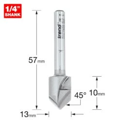 ALU/01X1/4TC - Alucobond 45 Degree (90 Degree) V Groove X 13mm -Outlet Router Grip Store 5027654044452 alu 01x1 4tc 2d1 dd