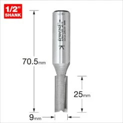 3/52X1/2TC - Two Flute Cutter 9mm Diameter -Outlet Router Grip Store 5027654047361 3 52x1 2tc 2d1 dd