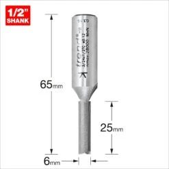 3/24X1/2TC - Two Flute Cutter 6mm Diameter -Outlet Router Grip Store 5027654048610 3 24x1 2tc 2d1 dd