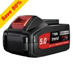 T18S/BA5A - T18S 18V 5Ah TXLI Battery - UK & Eire Sale Only -Outlet Router Grip Store t18s ba5a main 5 save50