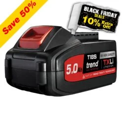 T18S/BA5A - T18S 18V 5Ah TXLI Battery - UK & Eire Sale Only -Outlet Router Grip Store t18s ba5a main 5 save50 1