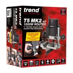 T5EB/MK2 - 1000W 1/4 Inch Variable Speed Plunge Router 240V UK -Outlet Router Grip Store t5eb mk2 pack