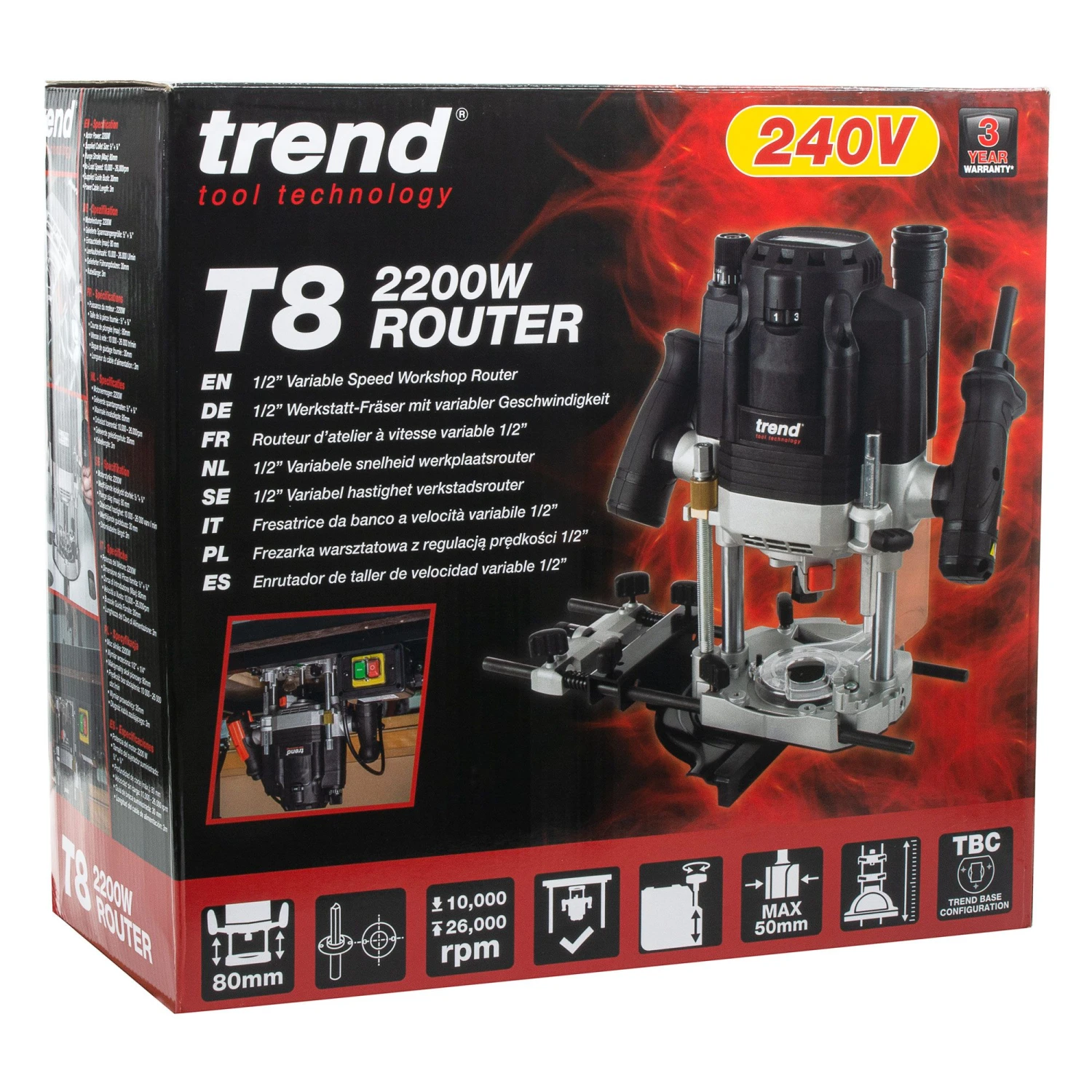 T8EK/EURO - 2200W 12mm Dual-Mode Plunge Router 230V EU 7 T8EK/EURO - 2200W 12mm Dual-Mode Plunge Router 230V EU - Image 6